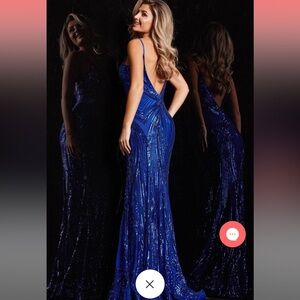 Jovani- Sequined Scoop Back Prom Dress